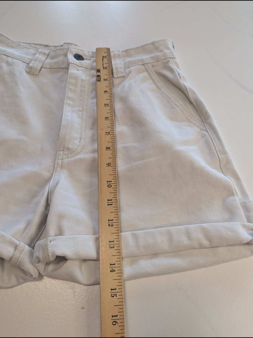 Cotton On Off-White Carpenter Denim Shorts High Rise Size 4 US / 8 AU - Picture 2 of 14
